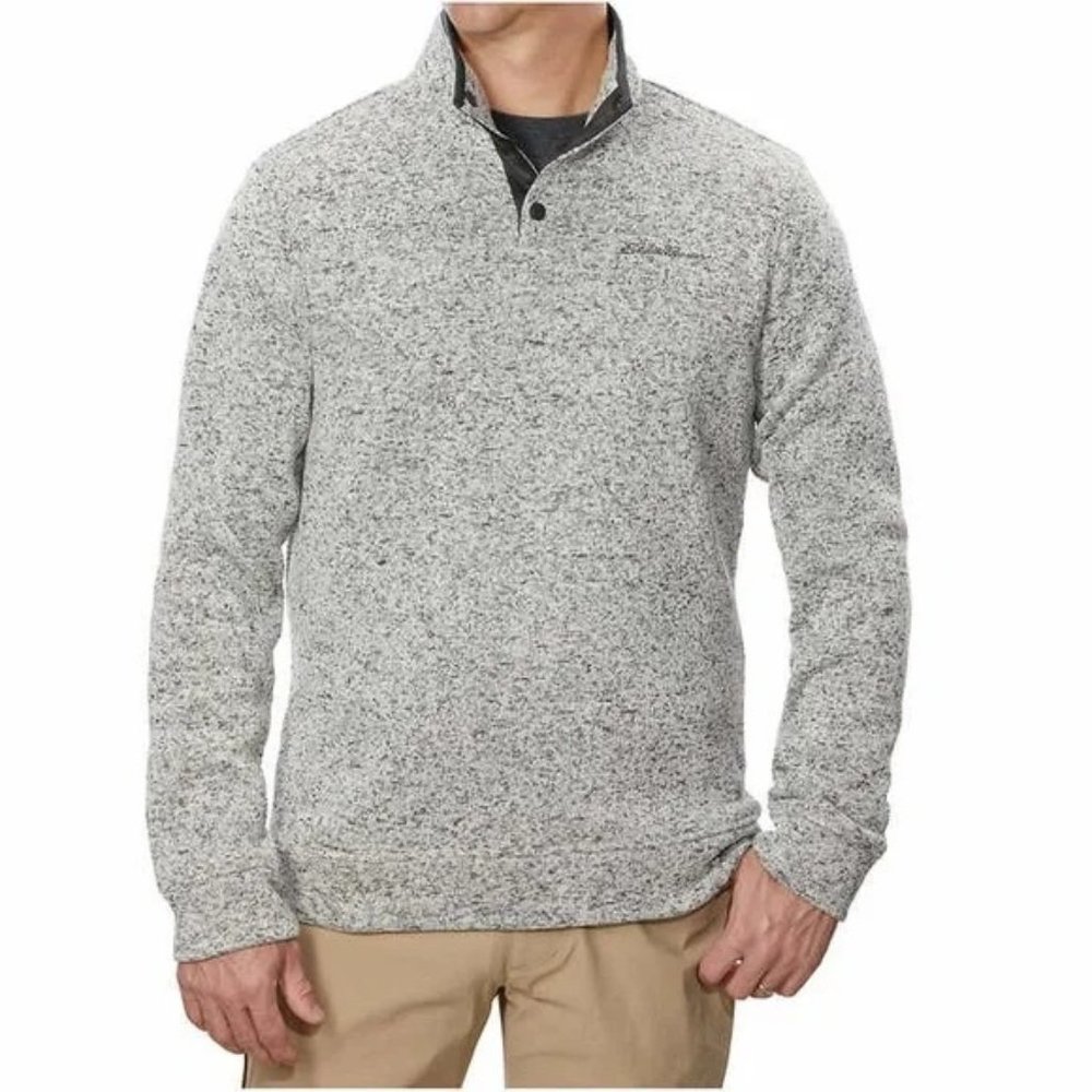 Eddie Bauer radiator fleece snap front pullover in light gray